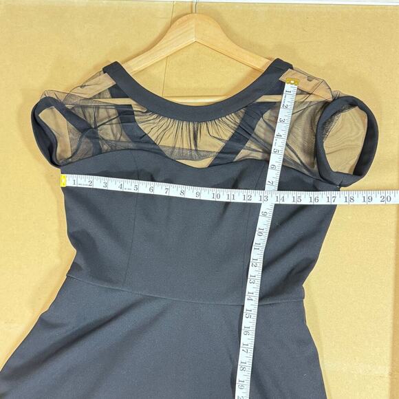 Maggy London Illusion Mini Dress black Fit and Flare  Rockabilly Size 10 Formal - Picture 13 of 15